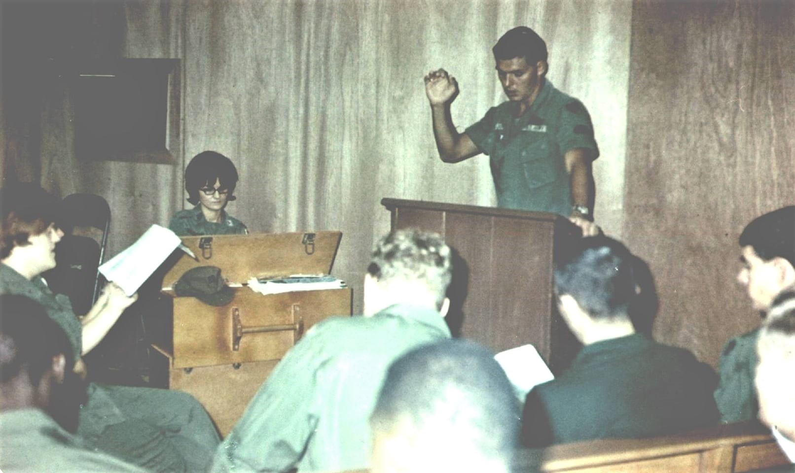 Gary Morgan Johnson leading the base choir 